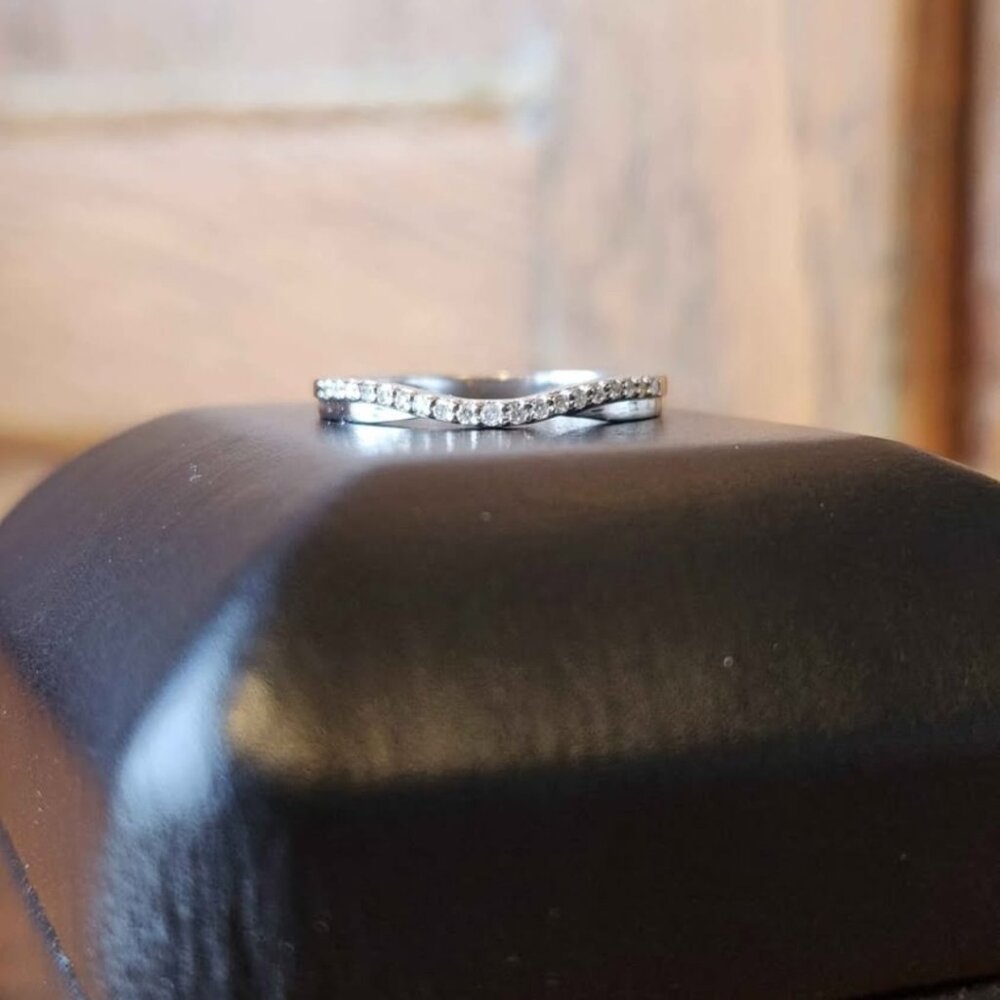White Gold Diamond Wedding Band - Picture 4 of 8